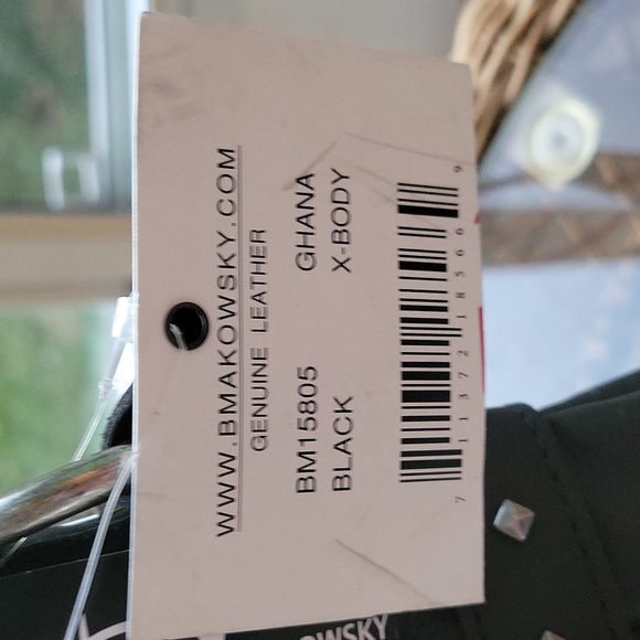 B.Makowsky black leather with silver studs shoulder bag - Picture 5 of 16